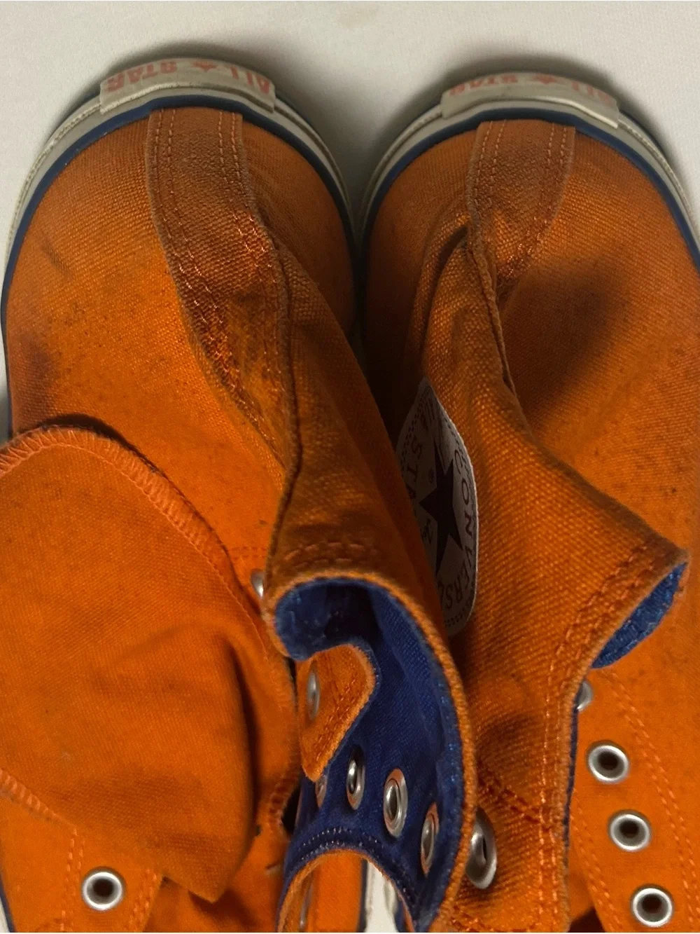 Converse Orange Canvas Low-Top Sneakers with Navy Trim - Picture 3 of 5